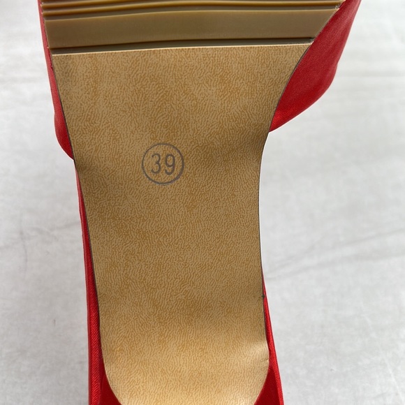 WSKEISP Women’s Peep Toe Slip On Mule Sandal Red Satin sz 8 - Picture 12 of 12